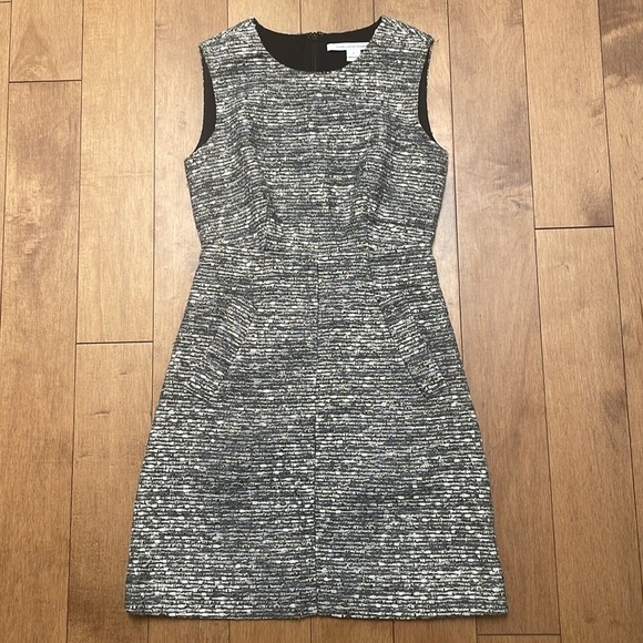 Diane Von Furstenberg Carpreena Tweed Metallic Shift Dress wool blend Size 0 - Picture 7 of 14